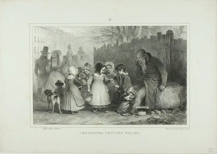 Framed Print : The Good Little Girls, 1832. Creator: Auguste Raffet Framed Print : The Good Little Girls, 1832. Creator: Auguste Raffet