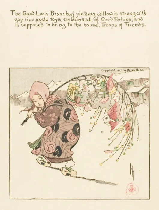 Framed Print : The Good-Luck Branch, 1907. Creator: Helen Hyde
