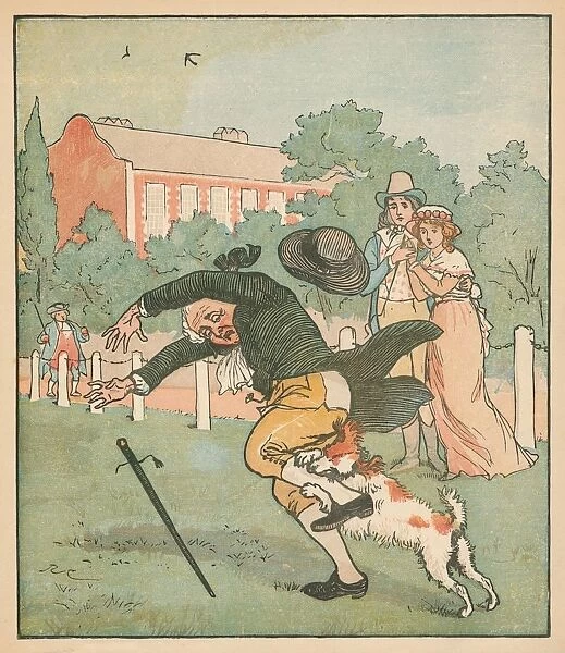 Good man of Islington bitten by the dog, c1879. Creator: Randolph Caldecott