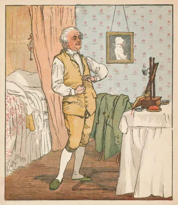 Framed Print : The good man of Islington dressing, c1879. Creator: Randolph Caldecott Framed Print : The good man of Islington dressing, c1879. Creator: Randolph Caldecott