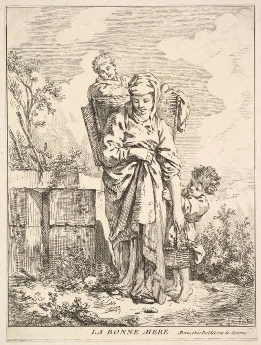 Framed Print : The Good Mother, 18th century. Creator: Jacques Gabriel Huquier Framed Print : The Good Mother, 18th century. Creator: Jacques Gabriel Huquier