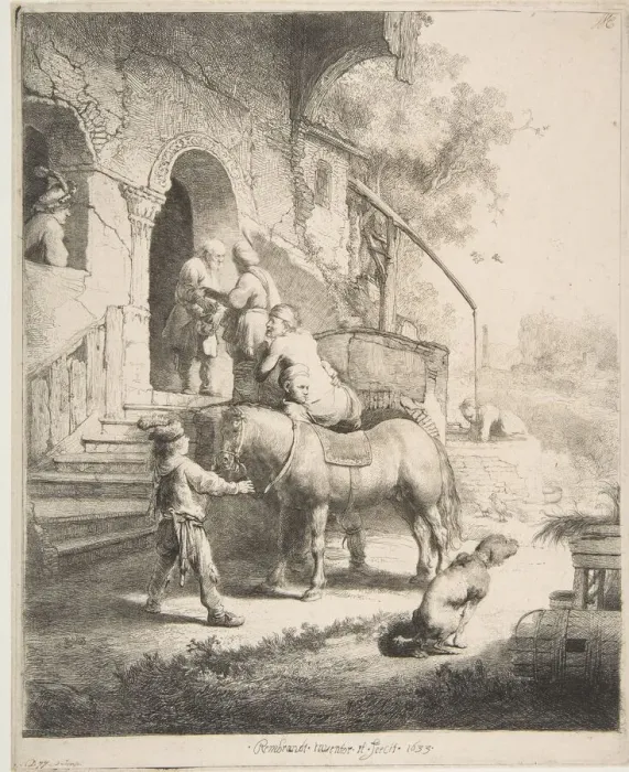 Framed Print : The Good Samaritan, 1633. Creator: Rembrandt Harmensz van Rijn Framed Print : The Good Samaritan, 1633. Creator: Rembrandt Harmensz van Rijn