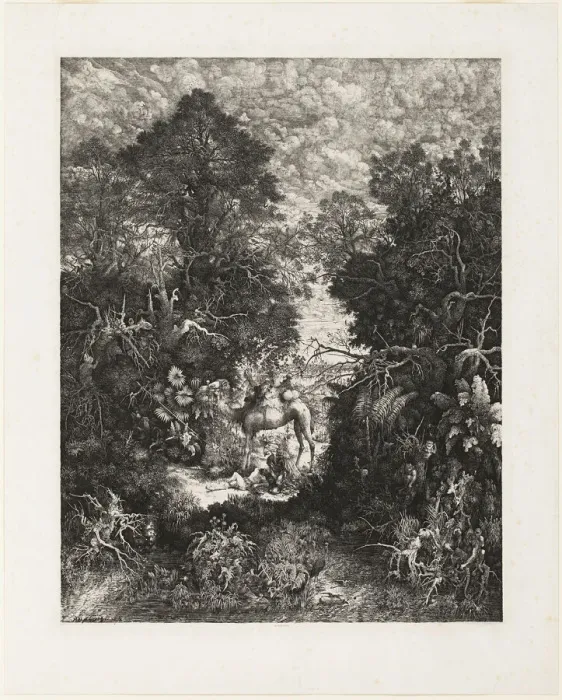 Framed Print : The Good Samaritan, 1861. Creator: Rodolphe Bresdin