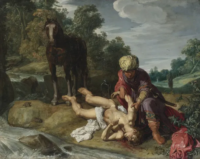 Framed Print : The Good Samaritan, c. 1612. Artist: Lastman, Pieter Pietersz. (1583-1633) Framed Print : The Good Samaritan, c. 1612. Artist: Lastman, Pieter Pietersz. (1583-1633)
