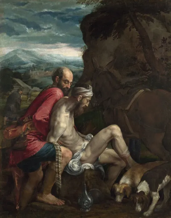 Framed Print : The Good Samaritan, ca 1562-1563. Artist: Bassano, Jacopo, il vecchio (ca. 1510-1592) Framed Print : The Good Samaritan, ca 1562-1563. Artist: Bassano, Jacopo, il vecchio (ca. 1510-1592)