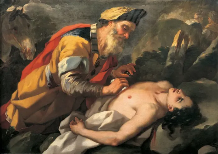 Framed Print : The Good Samaritan, ca 1705. Creator: Malinconico, Nicola (Nicolo) (1663-1726) Framed Print : The Good Samaritan, ca 1705. Creator: Malinconico, Nicola (Nicolo) (1663-1726)