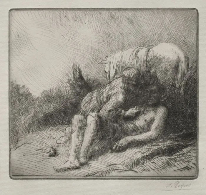 Framed Print : The Good Samaritan. Creator: Alphonse Legros (French, 1837-1911) Framed Print : The Good Samaritan. Creator: Alphonse Legros (French, 1837-1911)