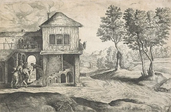 Framed Print : The good Samaritan, Mid 17th century. Creator: Lucas van Uden Framed Print : The good Samaritan, Mid 17th century. Creator: Lucas van Uden
