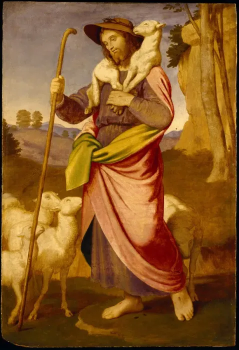 Framed Print : The Good Shepherd, Early 1860s. Creator: Overbeck, Johann Friedrich (1789-1869) Framed Print : The Good Shepherd, Early 1860s. Creator: Overbeck, Johann Friedrich (1789-1869)