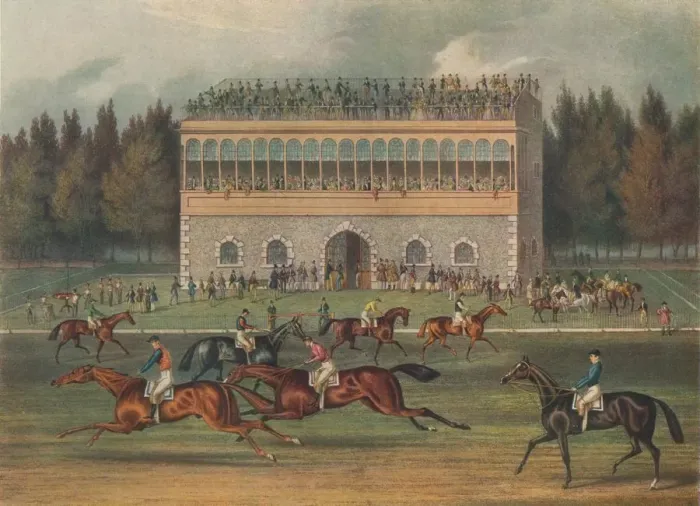 Framed Print : Goodwood Grand Stand. Preparing to Start, 1836. Creator: Richard Gibson Reeve Framed Print : Goodwood Grand Stand. Preparing to Start, 1836. Creator: Richard Gibson Reeve