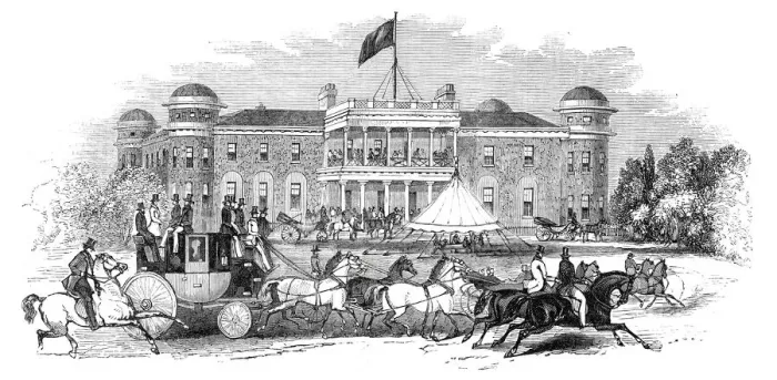 Framed Print : Goodwood House - scene in the park, 1844. Creator: Unknown