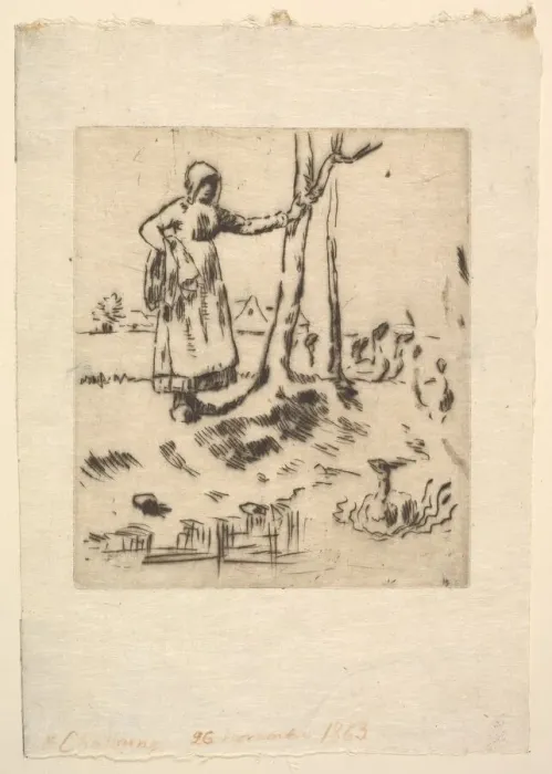Framed Print : The Goose Girl, 1830-75. Creator: Jean Francois Millet Framed Print : The Goose Girl, 1830-75. Creator: Jean Francois Millet