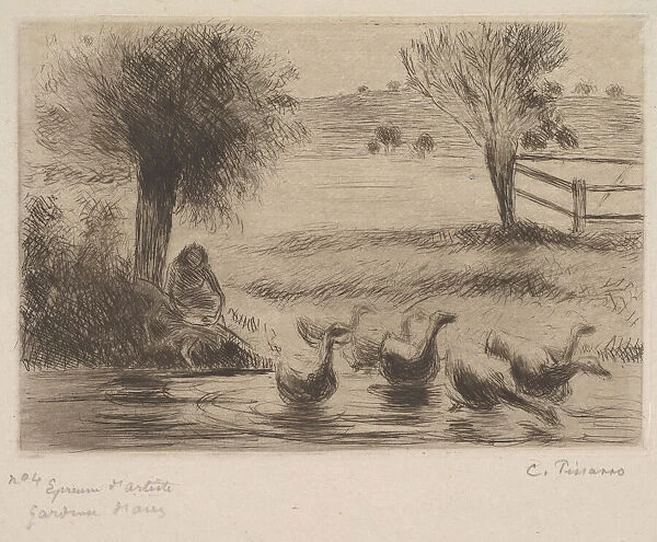 Goose Girl, 1888. Creator: Camille Pissarro
