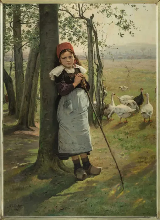 Framed Print : The Goose Girl, ca 1885. Creator: Brozik, Vaclav (1851-1901) Framed Print : The Goose Girl, ca 1885. Creator: Brozik, Vaclav (1851-1901)