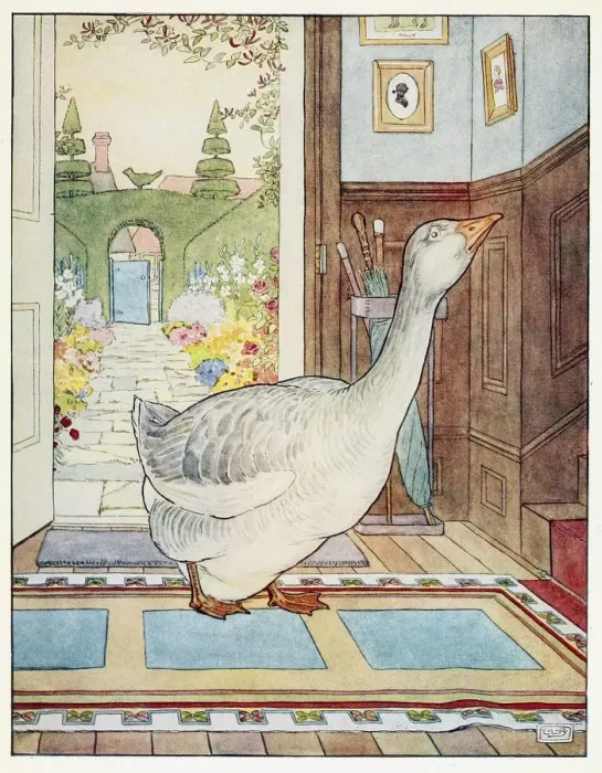 Framed Print : Goosey, Goosey Gander, Where Shall I Wander?, from A Nursery Rhyme Picture Book, pub