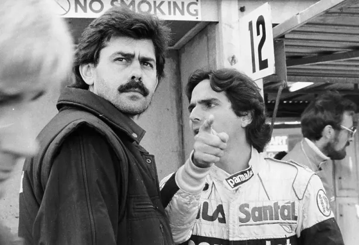 Framed Print : Gordon Murray and Nelson Piquet, European Grand Prix, Brands Hatch, Kent, 1983 Framed Print : Gordon Murray and Nelson Piquet, European Grand Prix, Brands Hatch, Kent, 1983
