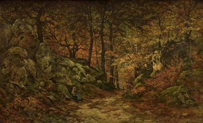 Framed Print : The Gorge aux Loups in Fontainebleau, c1840-1900. Creator: Joseph Coosemans Framed Print : The Gorge aux Loups in Fontainebleau, c1840-1900. Creator: Joseph Coosemans