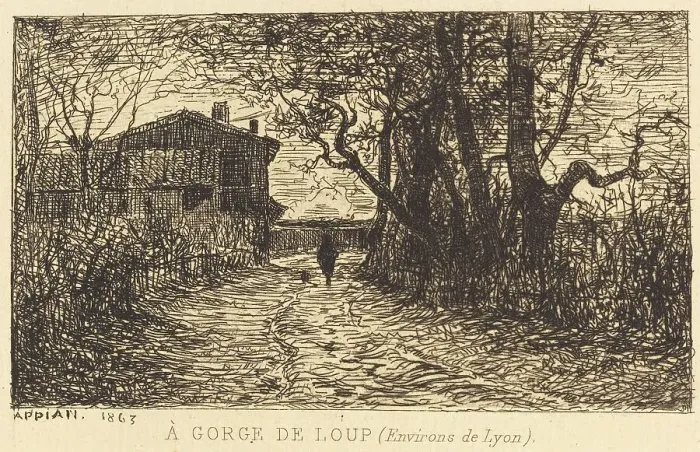 Framed Print : A Gorge de Loup, 1863. Creator: Adolphe Appian Framed Print : A Gorge de Loup, 1863. Creator: Adolphe Appian
