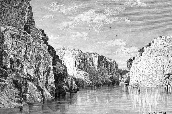 The gorge of the Marble Rocks, India, 1895. Artist: Charles Barbant