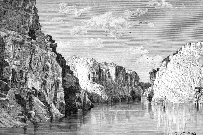 Framed Print : The gorge of the Marble Rocks, India, 1895. Artist: Charles Barbant Framed Print : The gorge of the Marble Rocks, India, 1895. Artist: Charles Barbant