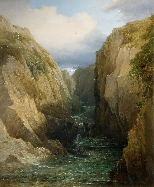 Gorge And River In Ireland, 1860. Creator: Thomas Baker