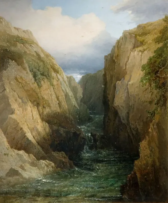 Framed Print : Gorge And River In Ireland, 1860. Creator: Thomas Baker Framed Print : Gorge And River In Ireland, 1860. Creator: Thomas Baker