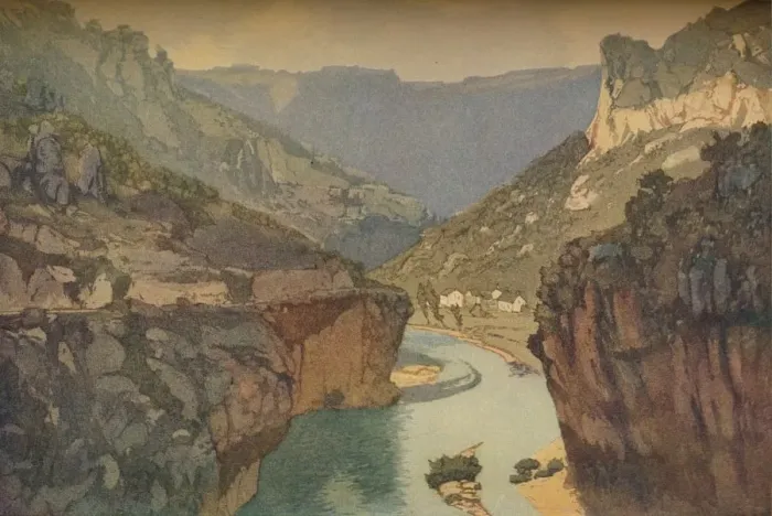 Framed Print : The Gorges of the Tarn, 1912, (1914). Artist: Edward Louis Lawrenson Framed Print : The Gorges of the Tarn, 1912, (1914). Artist: Edward Louis Lawrenson