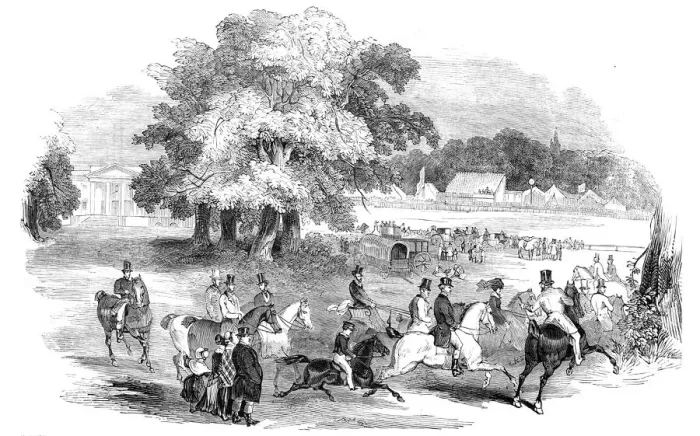 Framed Print : Gorhambury Races - from a sketch in the park, 1844. Creator: Unknown Framed Print : Gorhambury Races - from a sketch in the park, 1844. Creator: Unknown