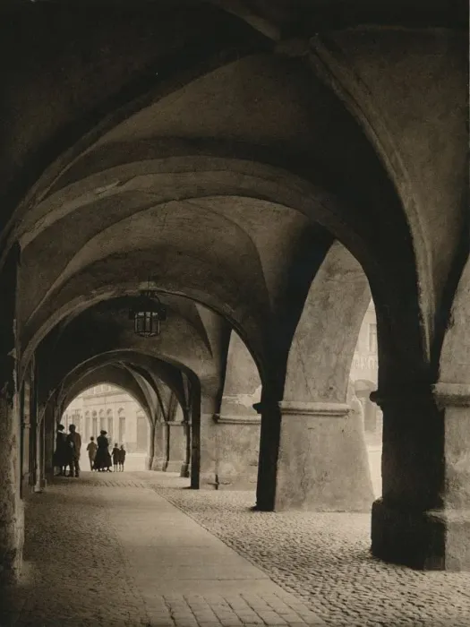 Framed Print : Goritz - Arcades in the Market square, 1931. Artist: Kurt Hielscher Framed Print : Goritz - Arcades in the Market square, 1931. Artist: Kurt Hielscher