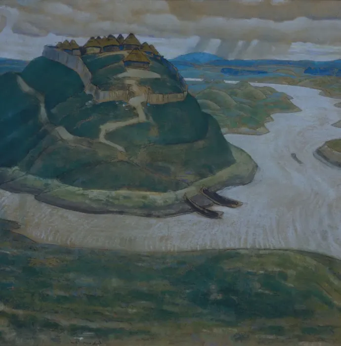 Framed Print : Gorodishche (Old slavic fortified settlement). Artist: Roerich, Nicholas (1874-1947) Framed Print : Gorodishche (Old slavic fortified settlement). Artist: Roerich, Nicholas (1874-1947)