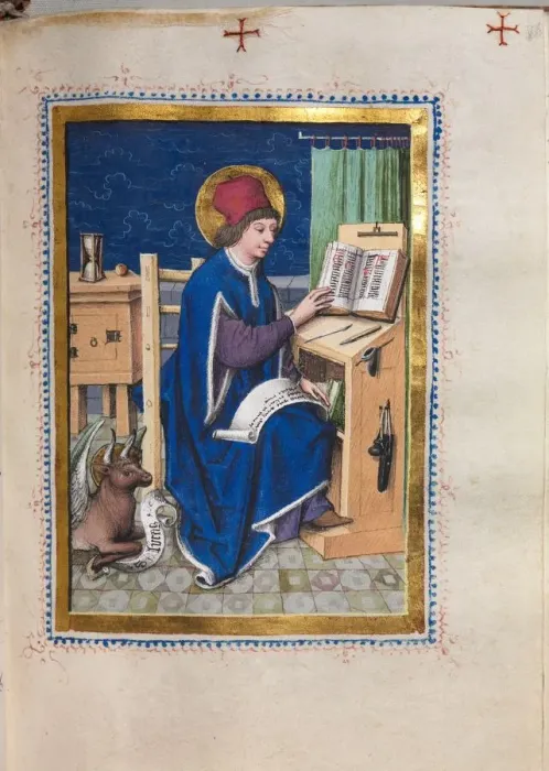 Framed Print : Gospel Book with Evangelist Portraits: Saint Luke, 1480-1500. Creator: Hausbuch Master (German) Framed Print : Gospel Book with Evangelist Portraits: Saint Luke, 1480-1500. Creator: Hausbuch Master (German)