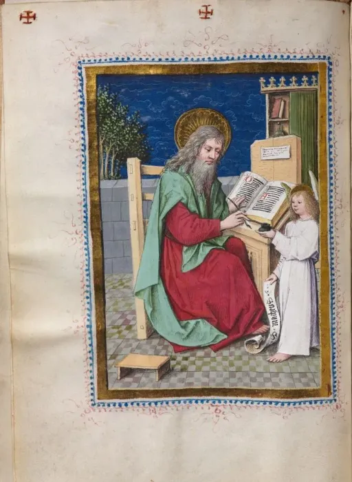 Framed Print : Gospel Book with Evangelist Portraits: Saint Matthew, c. 1480. Creator: Hausbuch Master (German) Framed Print : Gospel Book with Evangelist Portraits: Saint Matthew, c. 1480. Creator: Hausbuch Master (German)
