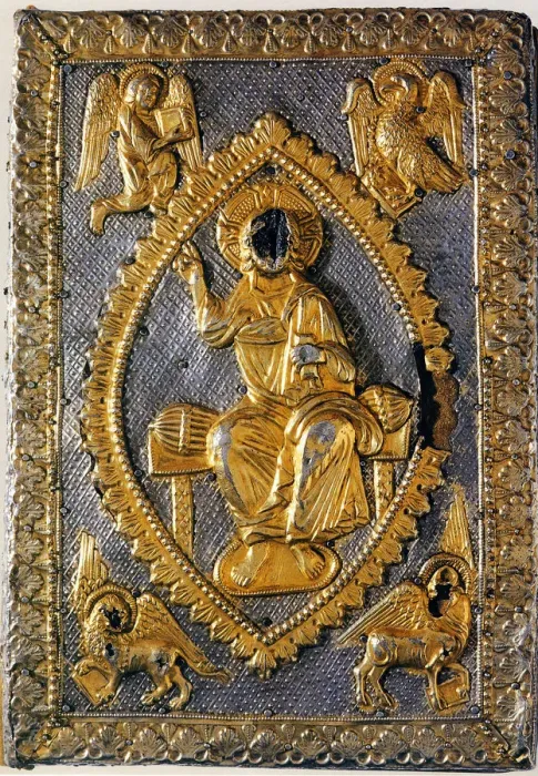 Framed Print : The Gospels Book of Matilda of Canossa, 11th century. Artist: West European Applied Art Framed Print : The Gospels Book of Matilda of Canossa, 11th century. Artist: West European Applied Art