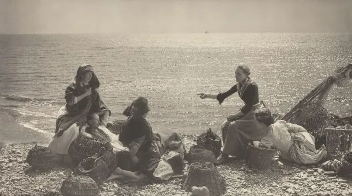 Framed Print : Gossip on the Beach, c. 1885. Creator: Henry Peach Robinson Framed Print : Gossip on the Beach, c. 1885. Creator: Henry Peach Robinson