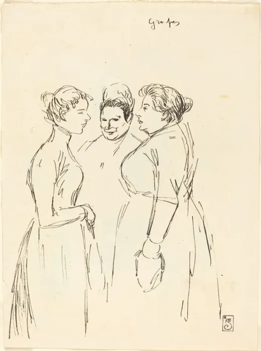 Framed Print : Gossiping Women, late 19th-early 20th century. Creator: Theophile Alexandre Steinlen Framed Print : Gossiping Women, late 19th-early 20th century. Creator: Theophile Alexandre Steinlen
