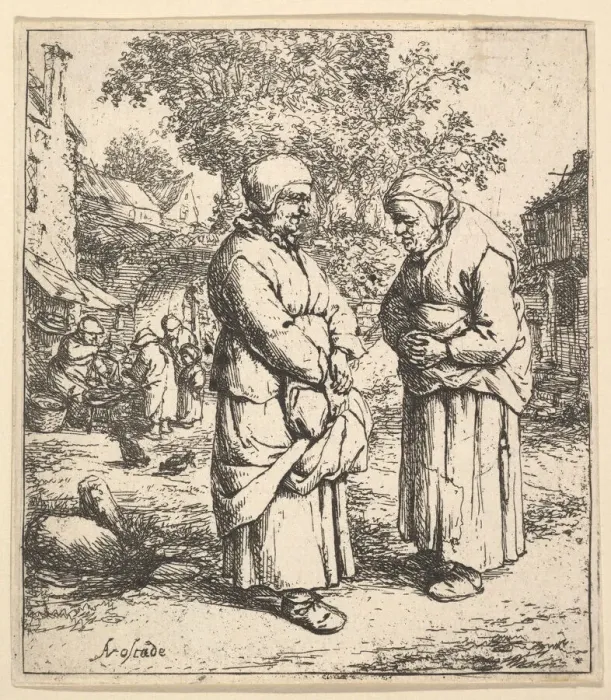 Framed Print : Two Gossips, 1610-85. Creator: Adriaen van Ostade Framed Print : Two Gossips, 1610-85. Creator: Adriaen van Ostade