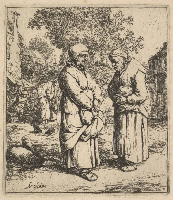 Framed Print : Two Gossips, 1610-85. Creator: Adriaen van Ostade Framed Print : Two Gossips, 1610-85. Creator: Adriaen van Ostade