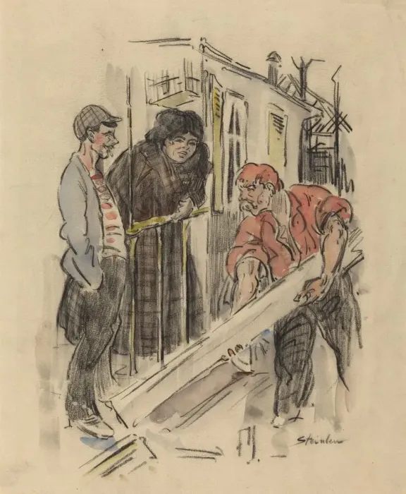 Framed Print : Gossips, late 19th-early 20th century. Creator: Theophile Alexandre Steinlen