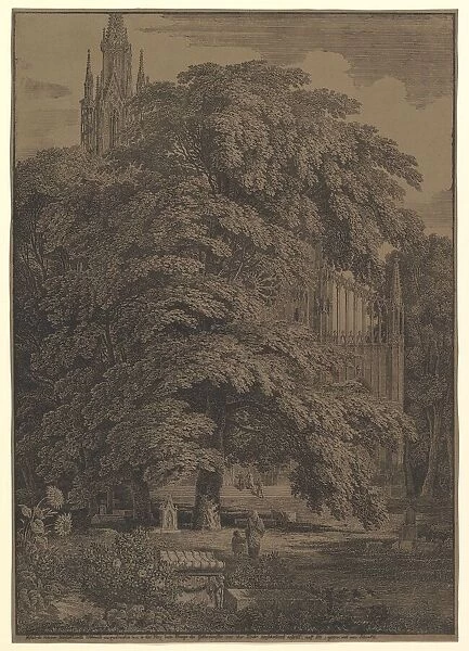 Gothic Church Hidden by a Tree, 1810. Creator: Karl Friedrich Schinkel