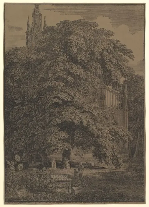 Framed Print : Gothic Church Hidden by a Tree, 1810. Creator: Karl Friedrich Schinkel Framed Print : Gothic Church Hidden by a Tree, 1810. Creator: Karl Friedrich Schinkel