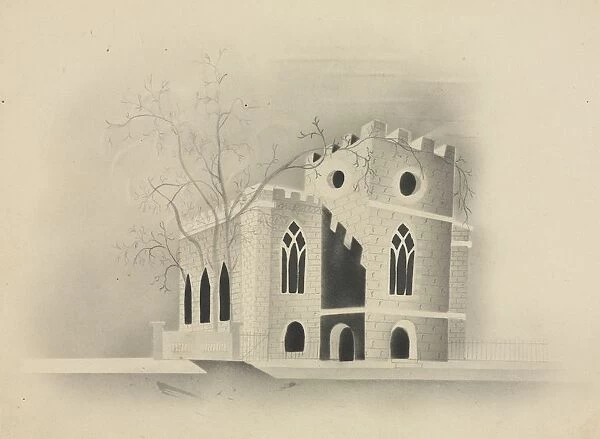 A Gothic Church by Moonlight, 1840. Creator: Mary Altha Nims (American, 1817-1907)