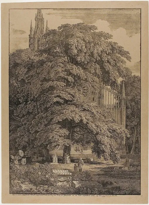 Framed Print : Gothic Church Behind an Oak Grove with Tombs, 1810. Creator: Karl Friedrich Schinkel Framed Print : Gothic Church Behind an Oak Grove with Tombs, 1810. Creator: Karl Friedrich Schinkel