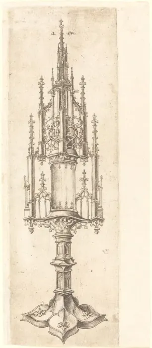 Framed Print : A Gothic Monstrance, c. 1480. Creator: Israhel van Meckenem Framed Print : A Gothic Monstrance, c. 1480. Creator: Israhel van Meckenem