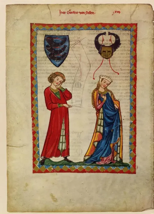 Framed Print : Gottfried von Neifen (From the Codex Manesse), Between 1305 and 1340. Artist: Anonymous Framed Print : Gottfried von Neifen (From the Codex Manesse), Between 1305 and 1340. Artist: Anonymous