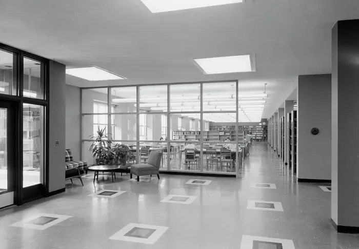 Framed Print : Goucher College, Towson, Maryland. Library interior I, 1953. Creator: Gottscho-Schleisner, Inc Framed Print : Goucher College, Towson, Maryland. Library interior I, 1953. Creator: Gottscho-Schleisner, Inc