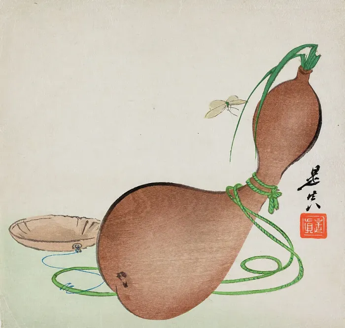 Framed Print : Gourd, butterfly and basket, (c1850s). Creator: Shibata Zeshin Framed Print : Gourd, butterfly and basket, (c1850s). Creator: Shibata Zeshin