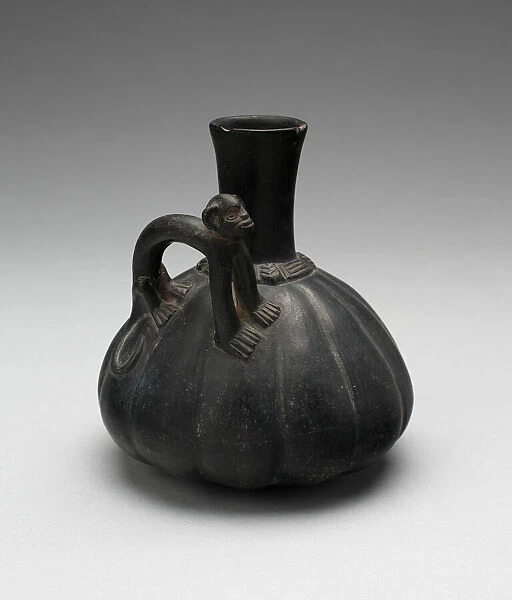 Gourd-Shaped Blackware Jar with Modeled Monkey Handle, A.D. 1000  /  1450. Creator: Unknown
