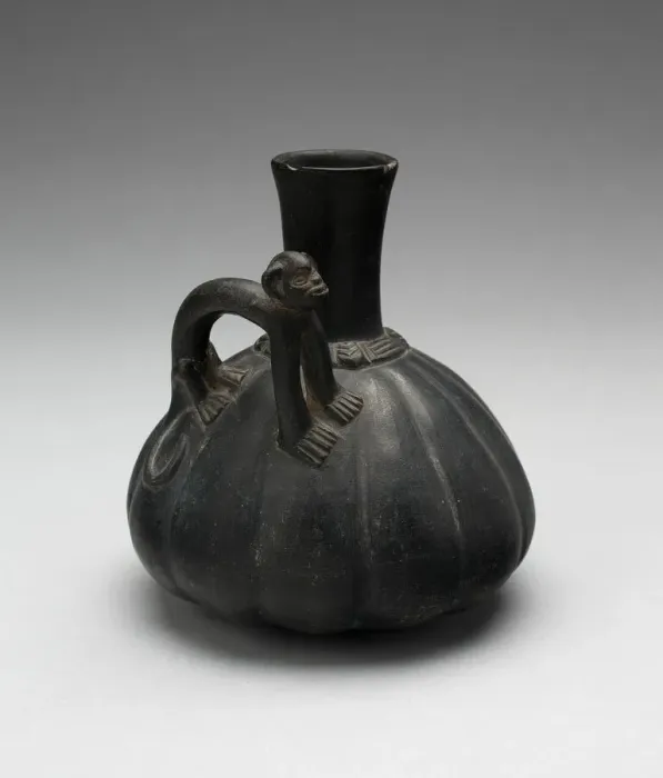 Framed Print : Gourd-Shaped Blackware Jar with Modeled Monkey Handle, A. D. 1000 / 1450. Creator: Unknown Framed Print : Gourd-Shaped Blackware Jar with Modeled Monkey Handle, A. D. 1000 / 1450. Creator: Unknown