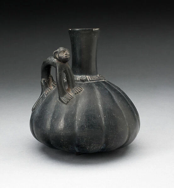 Gourd-Shaped Blackware Jar with Standing Puma on Shoulder, 200 B. C.  /  A. D. 200