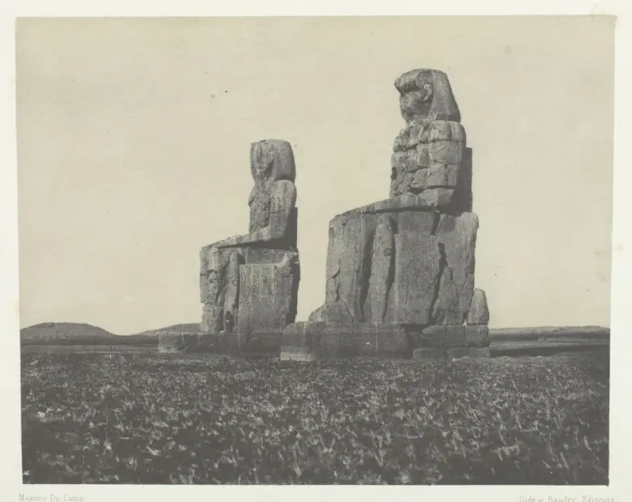 Framed Print : Gournah, Les Colosses;Thebes, 1849 / 51, printed 1852. Creator: Maxime du Camp Framed Print : Gournah, Les Colosses;Thebes, 1849 / 51, printed 1852. Creator: Maxime du Camp